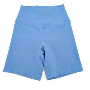 Yogalicious Workout Shorts 7" High Waisted Periwinkle Blue Gymcore Ribbed S